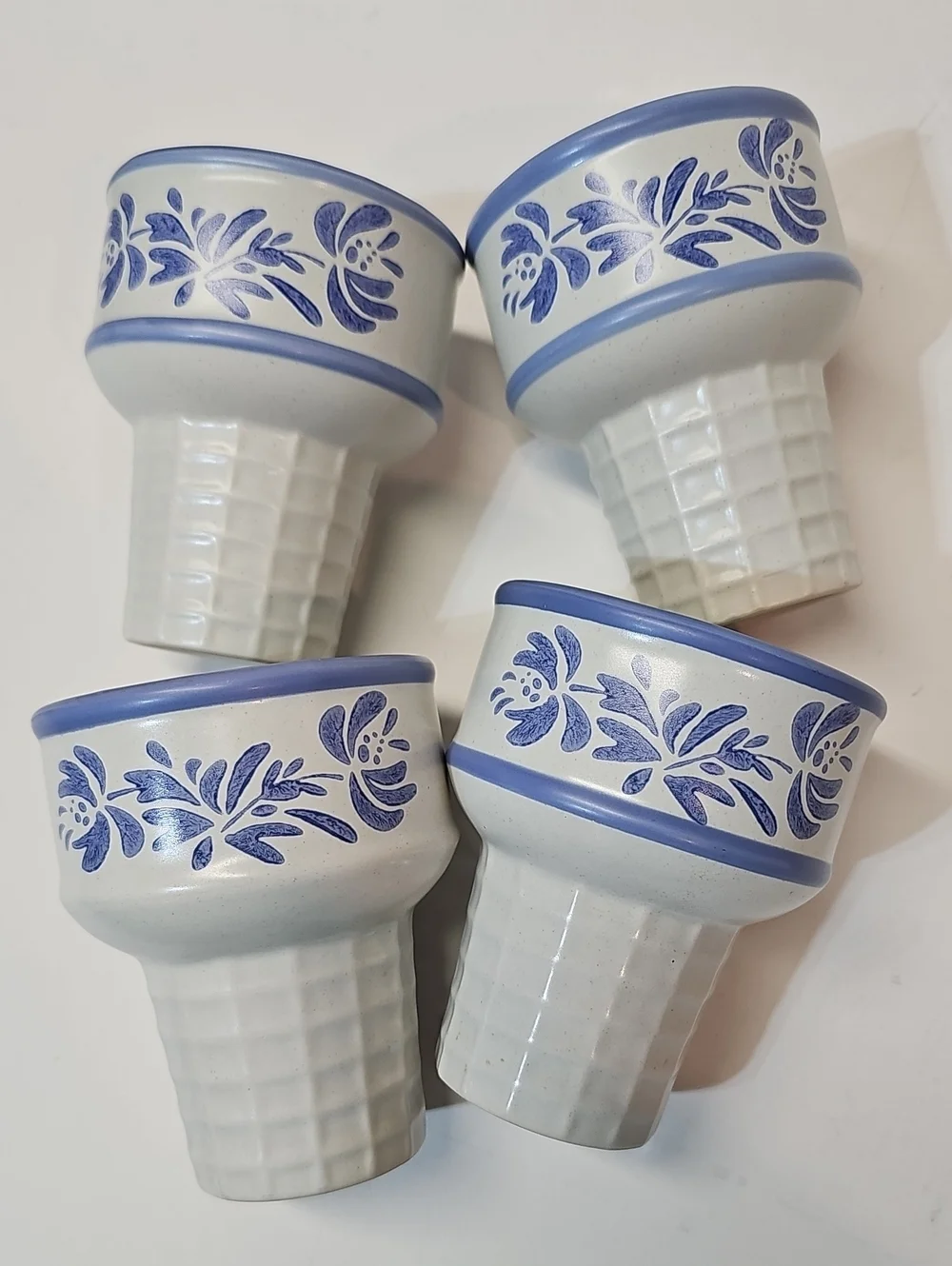 Vintage Pfaltzgraff Yorktowne Stoneware Ice Cream Cone Shaped Dishes - Set of 4